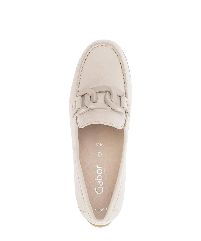 Mocassins crème en cuir nubuck