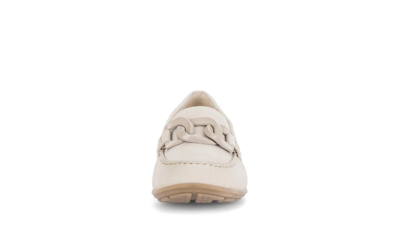 Mocassins crème en cuir nubuck