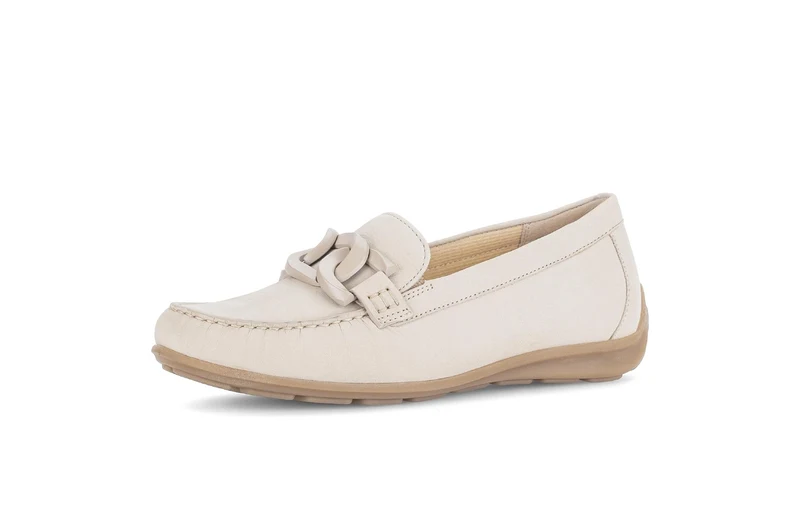 Mocassins crème en cuir nubuck