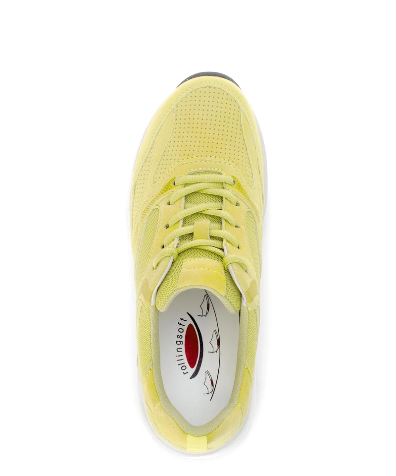 Baskets Rolling Soft jaunes en nubuck et textile