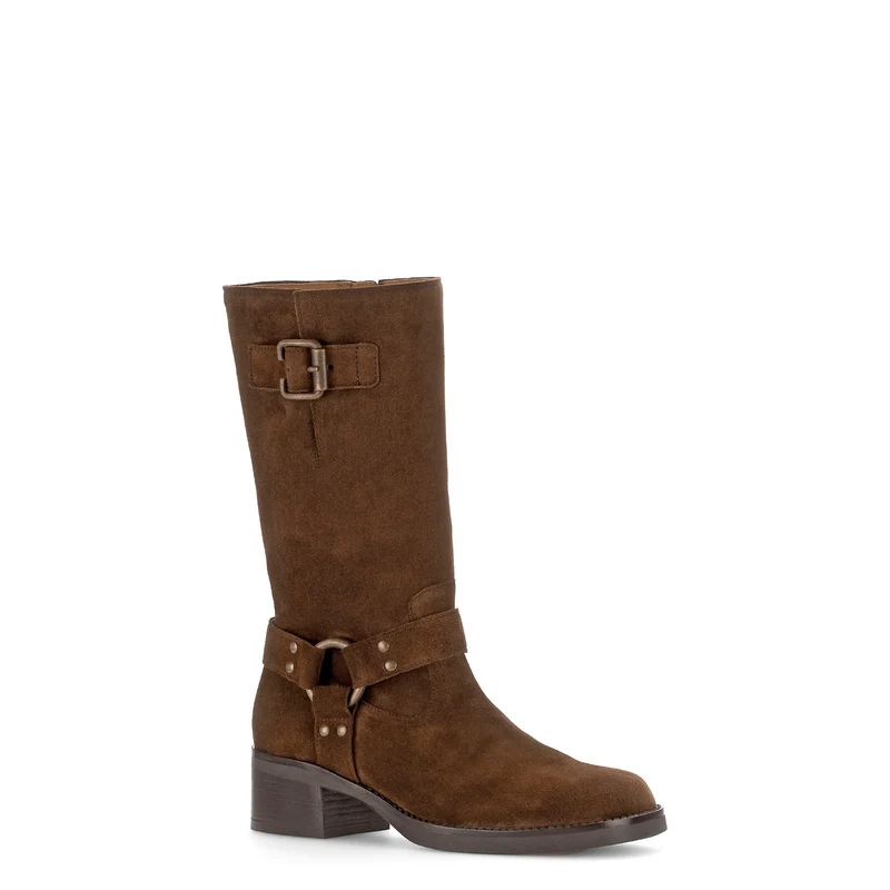 Bottines Mids cognac en cuir velours