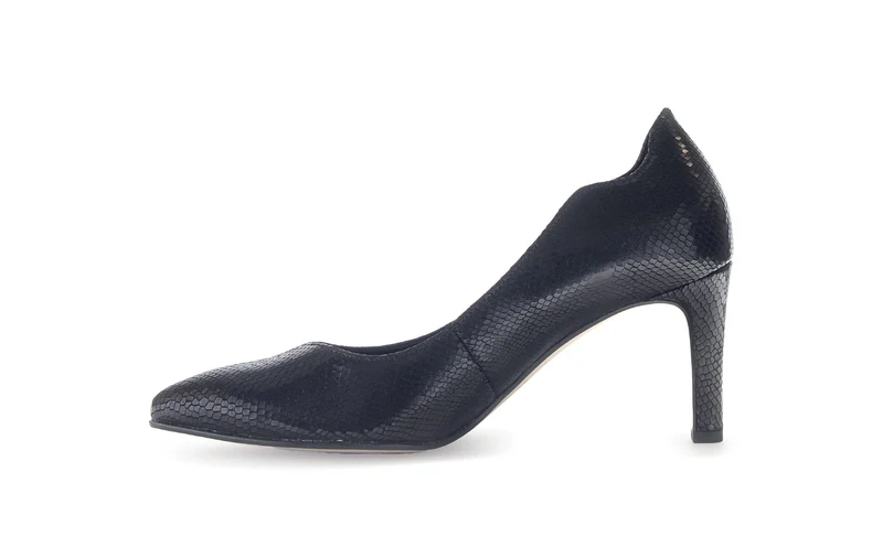Escarpins noirs en cuir imprimé reptile
