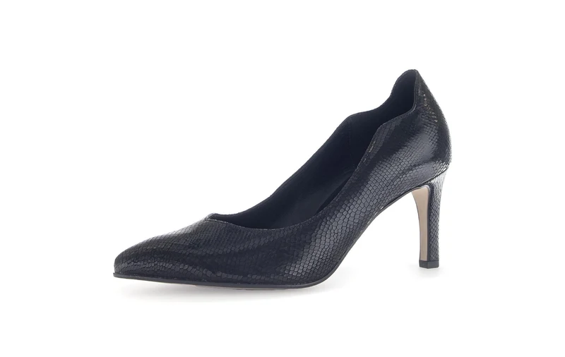 Escarpins noirs en cuir imprimé reptile