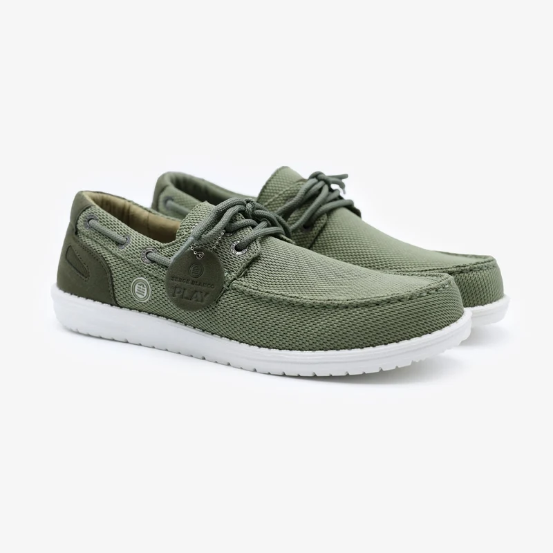 Chaussures bateau Socoa en maille stretch vert kaki