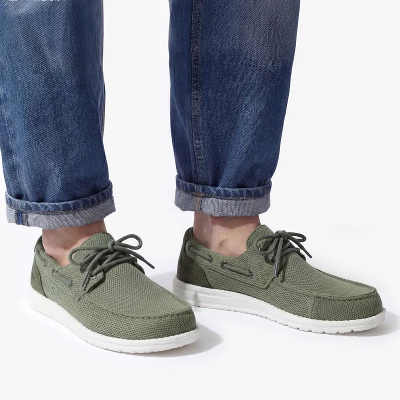 Chaussures bateau Socoa en maille stretch vert kaki