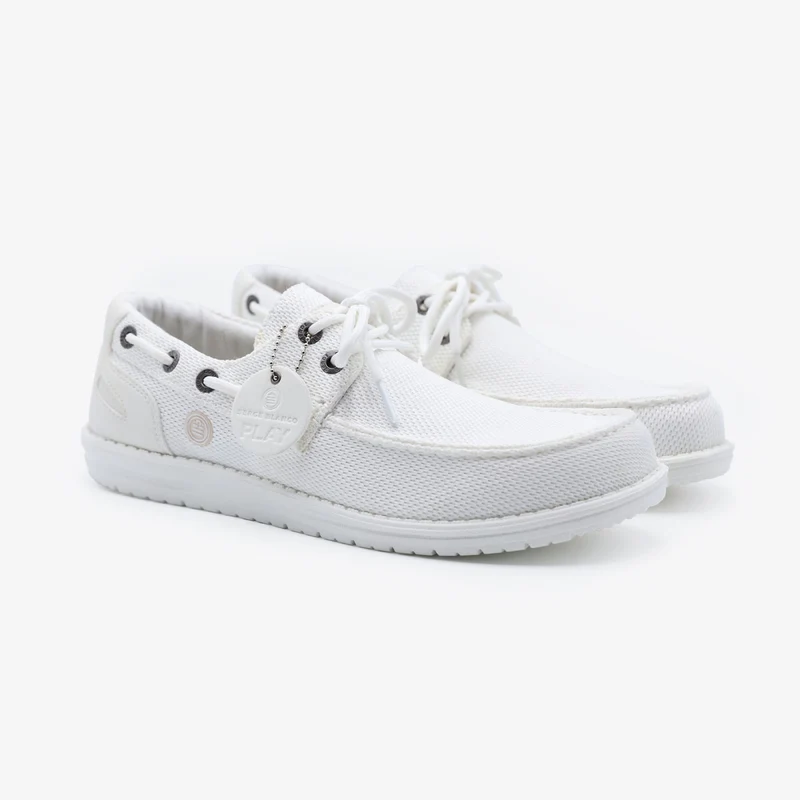 Chaussures bateau Socoa blanc off-white en maille stretch
