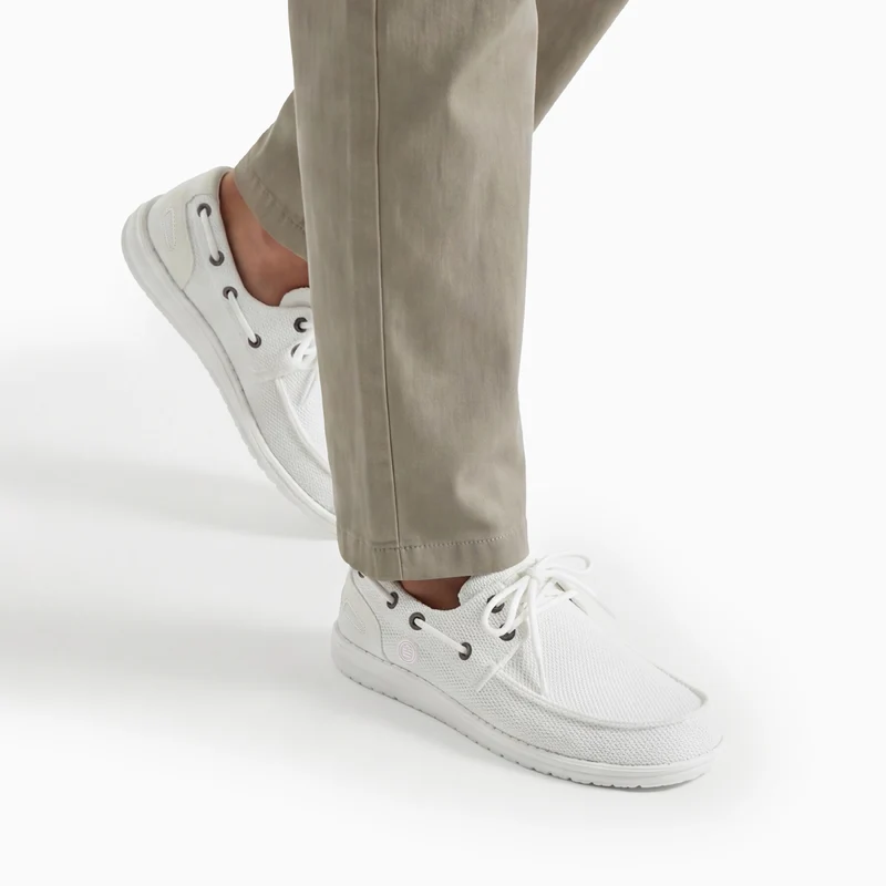 Chaussures bateau Socoa blanc off-white en maille stretch