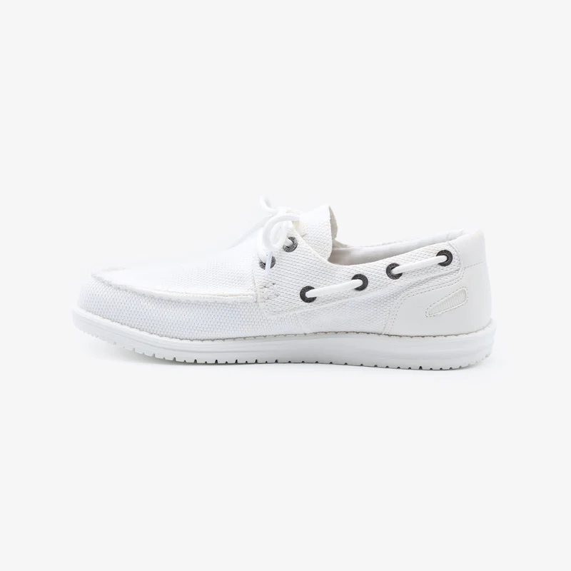 Chaussures bateau Socoa blanc off-white en maille stretch