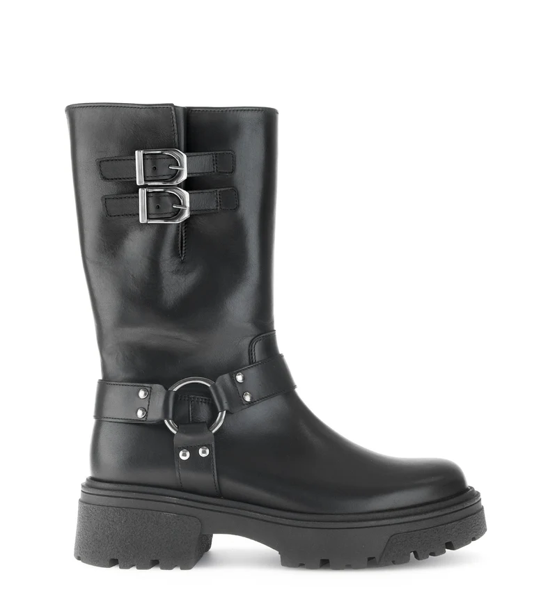 Bottines mid noires en cuir lisse