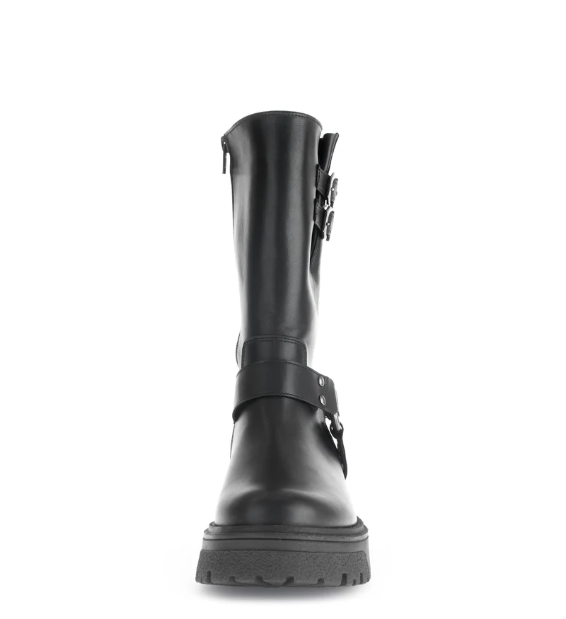 Bottines mid noires en cuir lisse