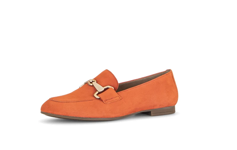 Mocassins orange en cuir velours