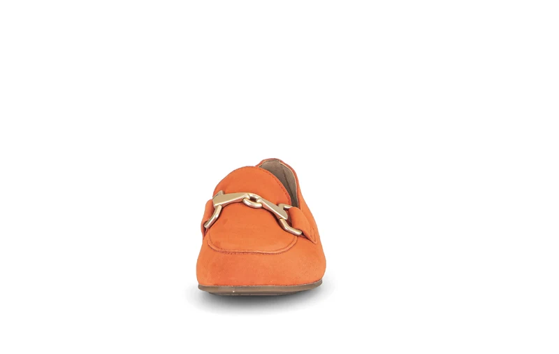 Mocassins orange en cuir velours