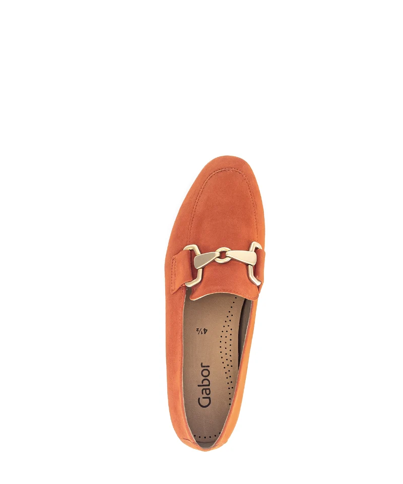 Mocassins orange en cuir velours