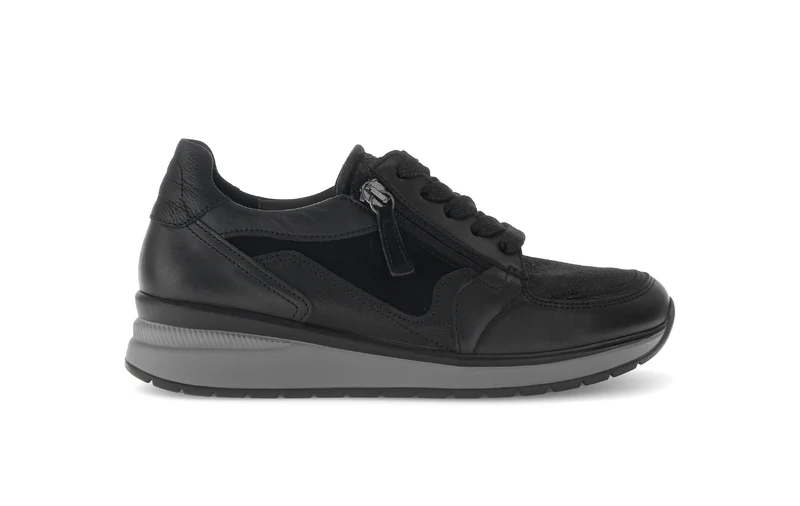 Baskets noires en Textile et Nubuck (adaptées Hallux Valgus)