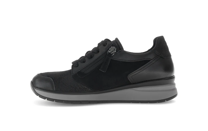 Baskets noires en Textile et Nubuck (adaptées Hallux Valgus)