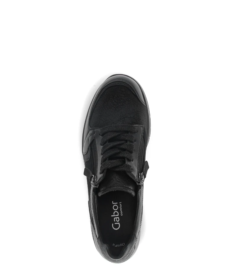 Baskets noires en Textile et Nubuck (adaptées Hallux Valgus)