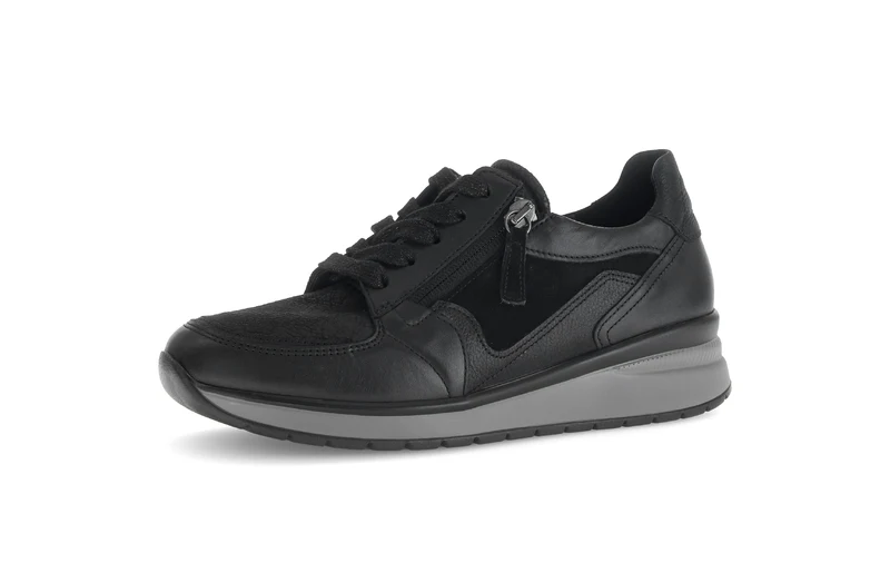 Baskets noires en Textile et Nubuck (adaptées Hallux Valgus)