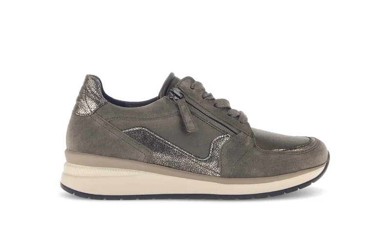 Baskets taupe en Textile et Nubuck (adaptées Hallux Valgus)
