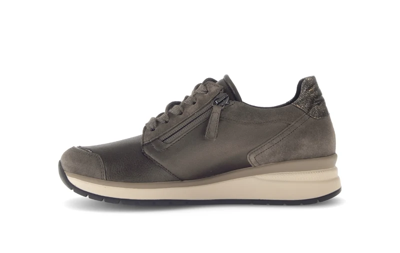Baskets taupe en Textile et Nubuck (adaptées Hallux Valgus)