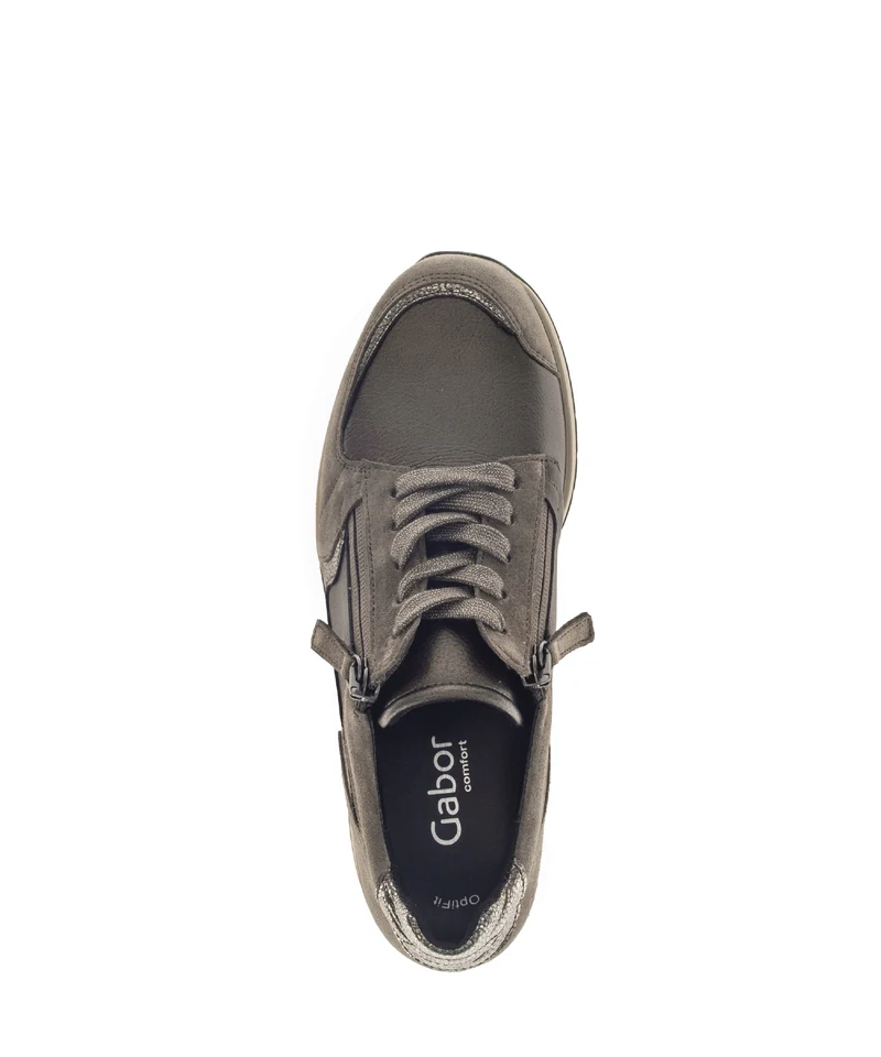 Baskets taupe en Textile et Nubuck (adaptées Hallux Valgus)