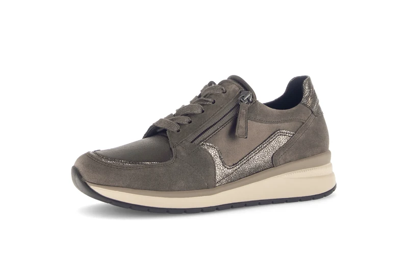 Baskets taupe en Textile et Nubuck (adaptées Hallux Valgus)