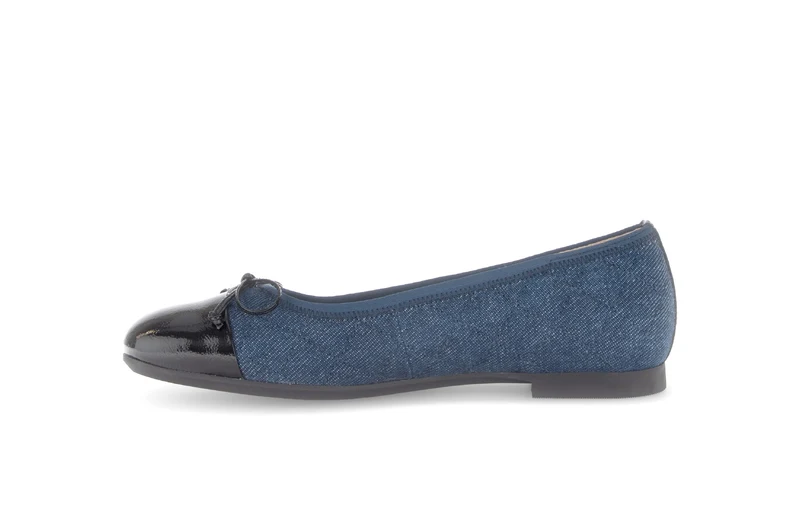 Ballerines bleues jeans bout vernis (cuir et textile)