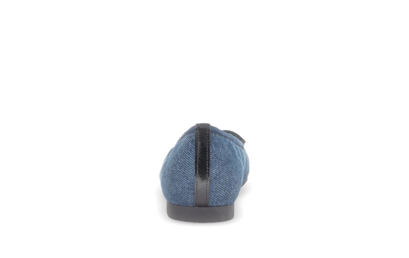 Ballerines bleues jeans bout vernis (cuir et textile)