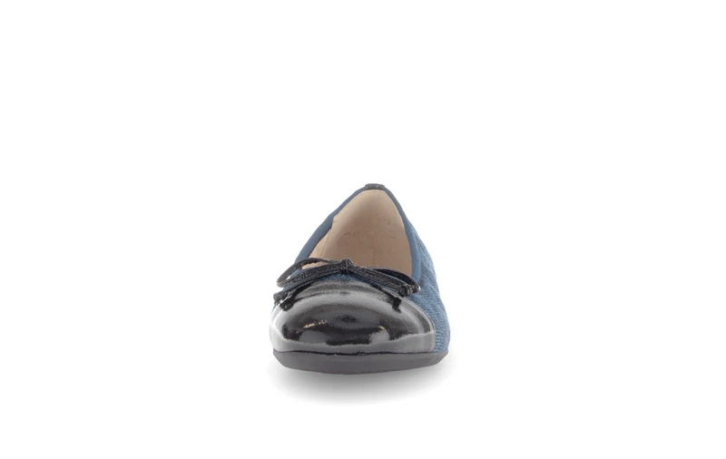 Ballerines bleues jeans bout vernis (cuir et textile)