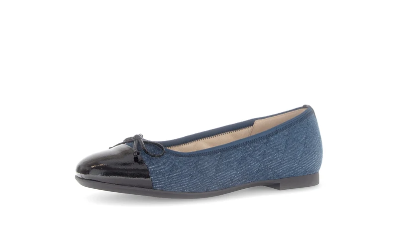 Ballerines bleues jeans bout vernis (cuir et textile)