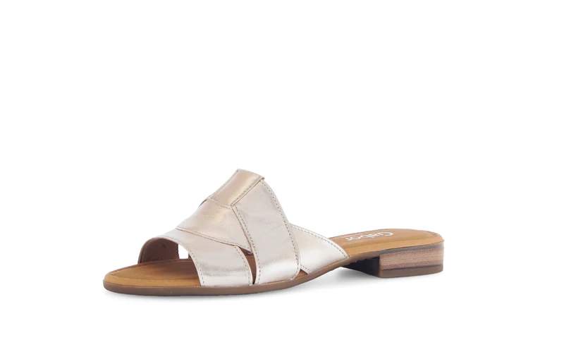 Mules poudrées métallisées en cuir métallisé