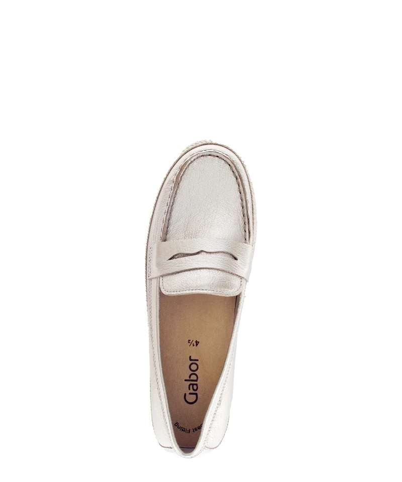Mocassins poudrés en cuir métallisé