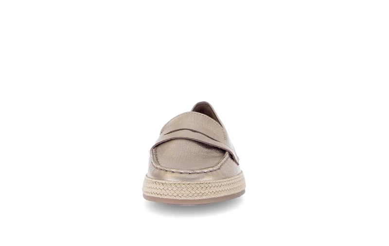 Mocassins poudrés en cuir métallisé