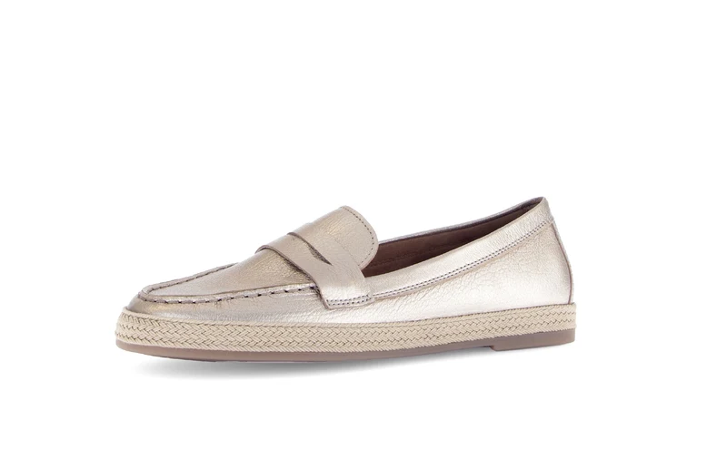 Mocassins poudrés en cuir métallisé