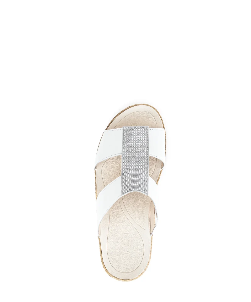 Mules blanches en cuir avec strass
