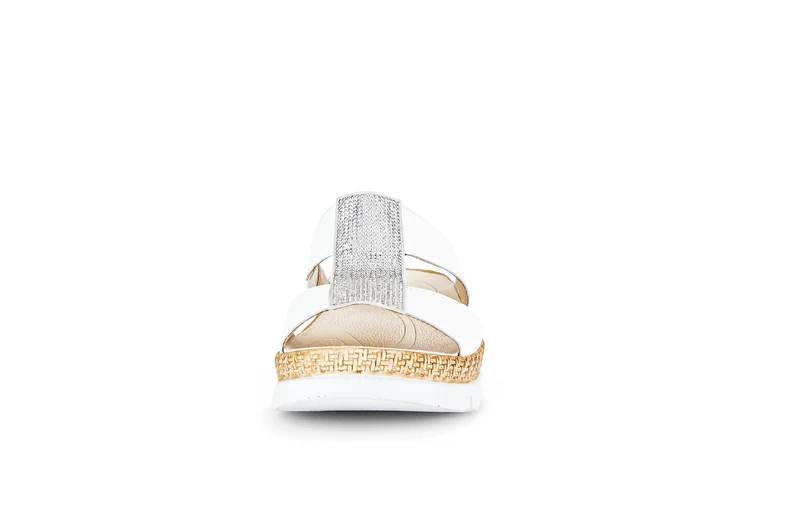 Mules blanches en cuir avec strass