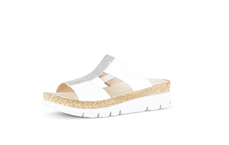 Mules blanches en cuir avec strass