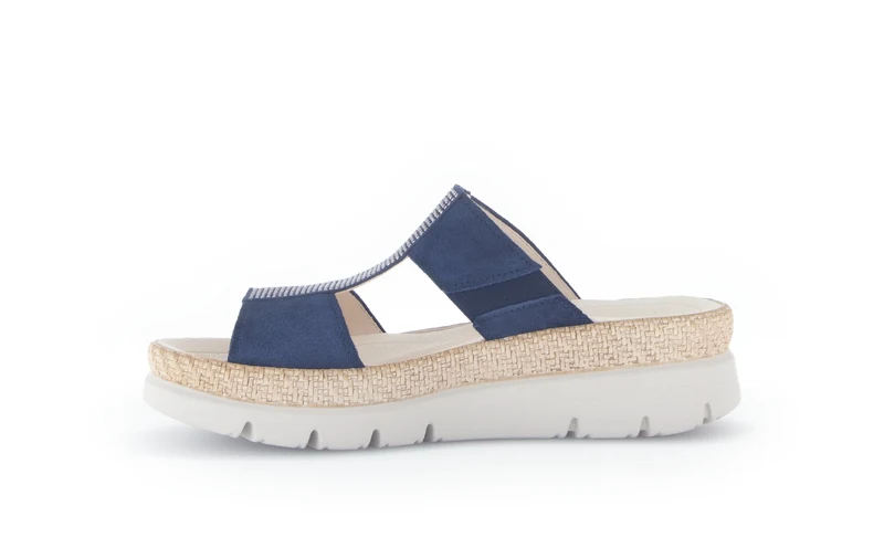 Mules bleues en Nubuck avec strass