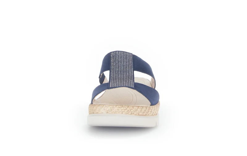 Mules bleues en Nubuck avec strass