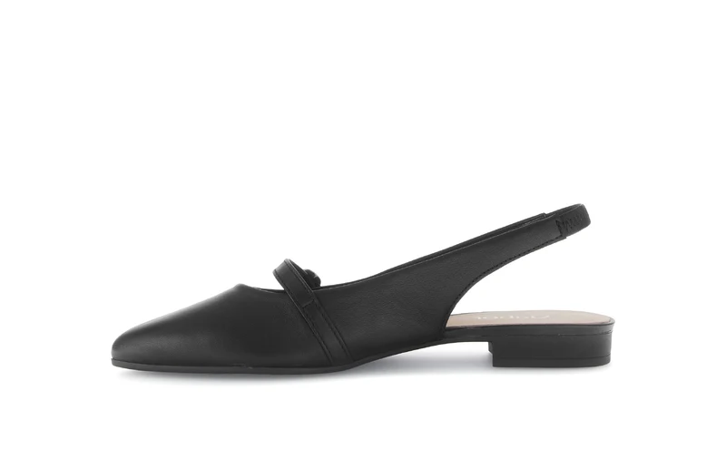 Escarpins à bride arrière noire en cuir lisse