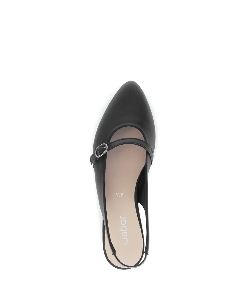 Escarpins à bride arrière noire en cuir lisse