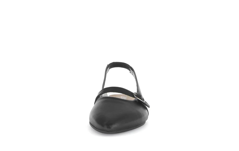 Escarpins à bride arrière noire en cuir lisse