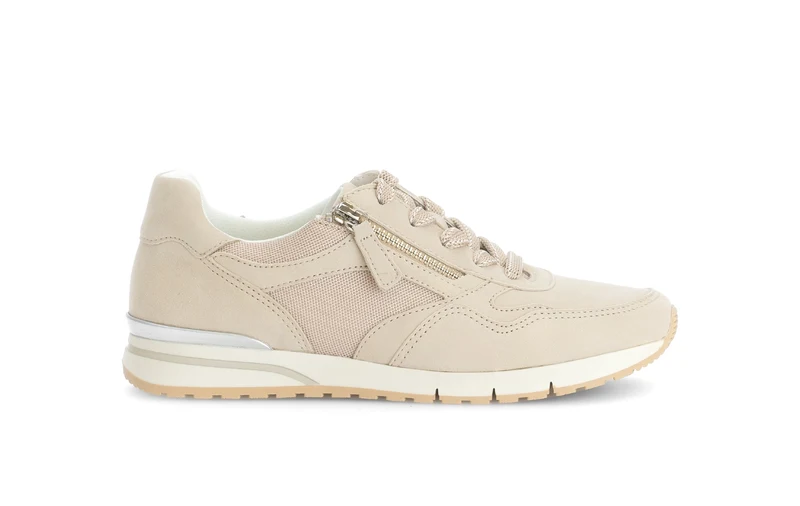 Baskets beiges en cuir velours