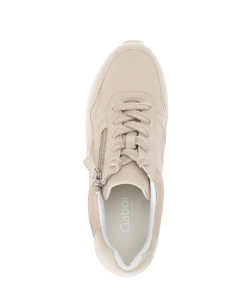 Baskets beiges en cuir velours