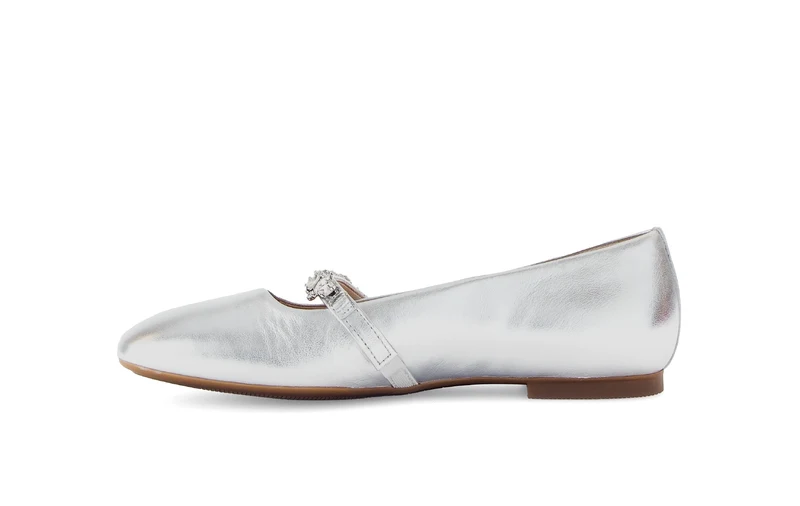 Ballerines argentées en cuir lisse