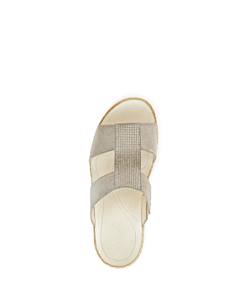 Mules beiges en Nubuck avec strass