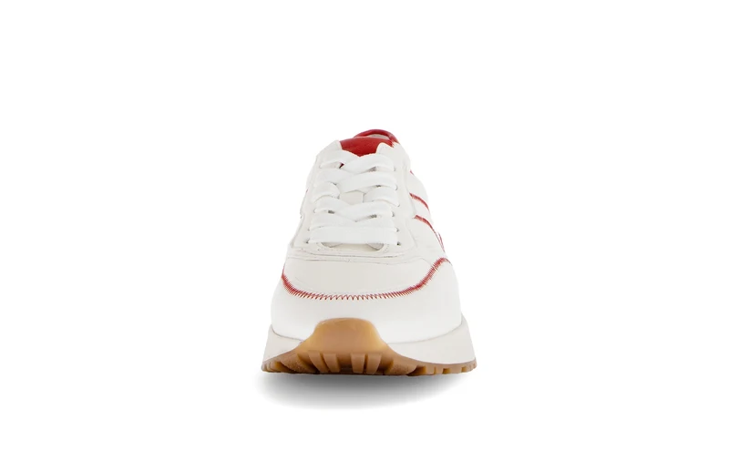 Baskets rouges et blanches en cuir lisse