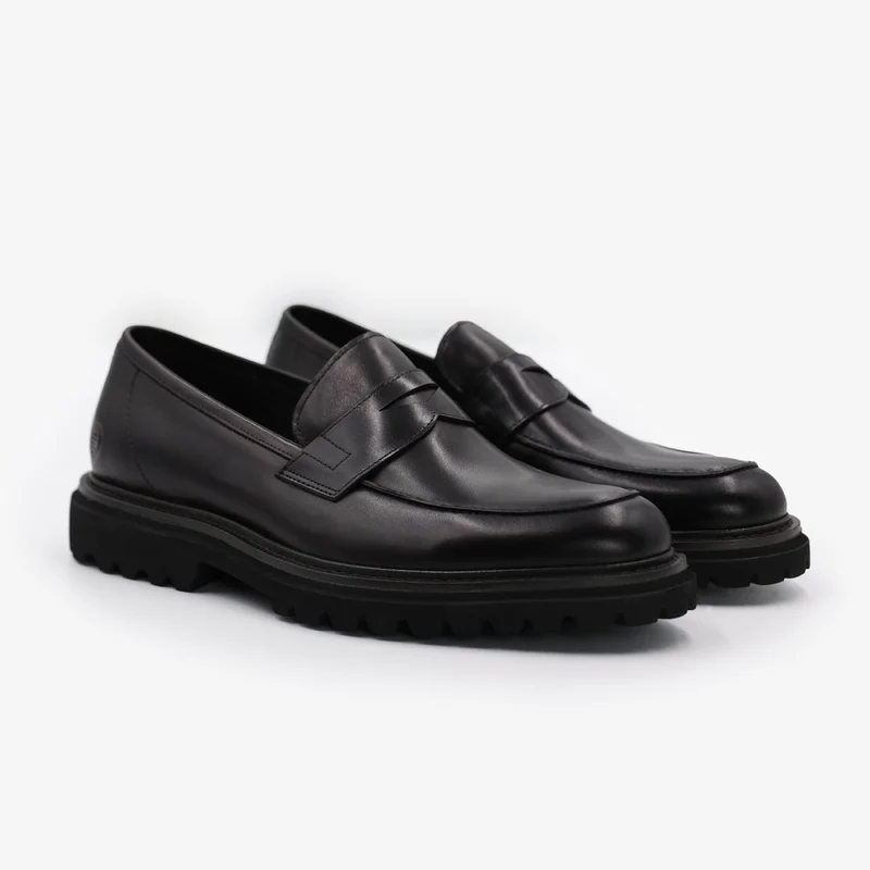 Mocassin en cuir noir Austin