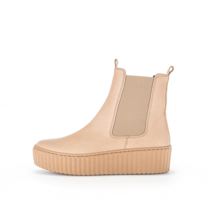 Bottines beiges en cuir lisse