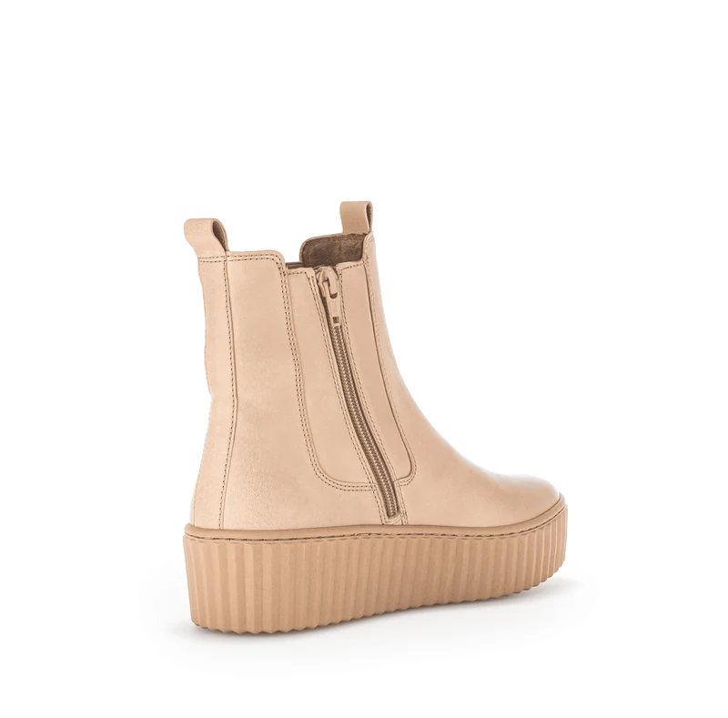 Bottines beiges en cuir lisse
