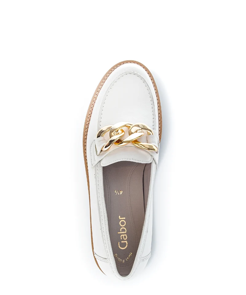Mocassins écrus en cuir lisse